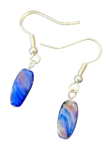 Pendientes de vidrio y cristal hechos a mano, colores surtidos simples - azules - Imagen 1 de 12