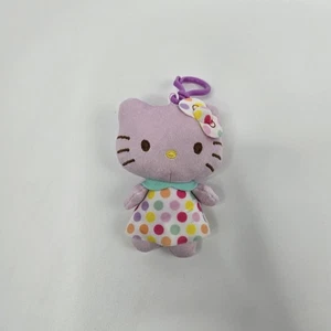 Hello kitty Sanrio 4 in Purple Keychain Plush Stuffed Animal Polka Dot Dress Bow - Picture 1 of 2