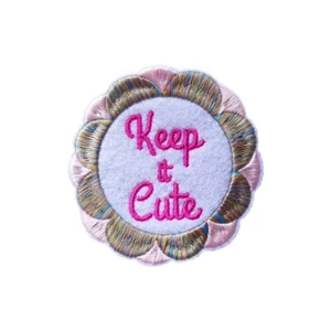 Keep it Cute Patch Embroidered Iron-On | Sew-On | DIY 2.75" - Picture 1 of 7