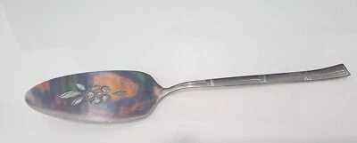 Lifetime Cutlery Pie/Cake Server Stainless Steel Bamboo Design Handle Flower Cut Foto 1 de 4