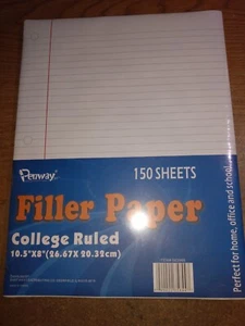 Penway 150 Sheets College Ruled Notebook Paper 10 1/2" x 8" - Picture 1 of 2