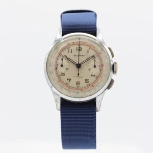 Vintage 34mm Delmark Men's Mechanical Chronograph Wristwatch Venus 188 Swiss - Picture 1 of 7