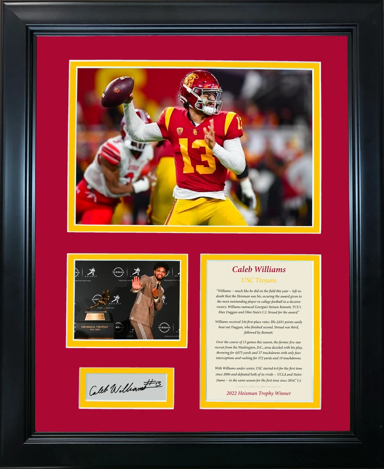 Framed Caleb Williams Heisman Trophy Facsimile Engraved Auto USC 12"x15" Photo - Image 1 of 1