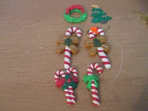 Set of 6 Smaller Mostly Candy Cane CHRISTMAS ORNAMENTS - Picture 1 of 1