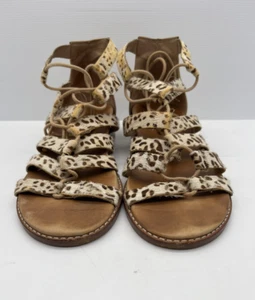 Bared Footwear Sandal Goose Cheetah Print Pony Hair Shoe Galdiator Tie EUR 39 - Picture 1 of 17