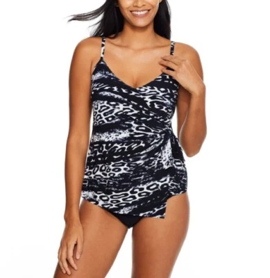 MAGICSUIT TANKINI TOP Talla 8 Traje de baño Piel Profunda Carma Negro Blanco NUEVO $132 Foto 1 de 4