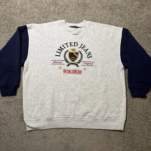Vintage Limited Too Jeans Grey Blue Crewneck Sweatshirt Embroidered Women’s 16 - Picture 1 of 7