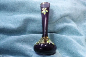 Jarrón morado pintado a mano. Cristal de murano. Hand-painted purple vase. - Imagen 1 de 6