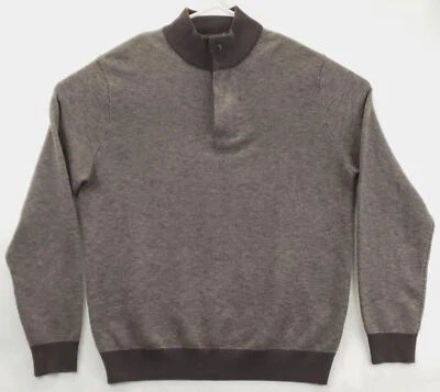 Тоскано свитер мужской XL коричневый шерсти вязаный четверть молнии насмешливый шеи ребристый манжеты - Изображение 1 из 4