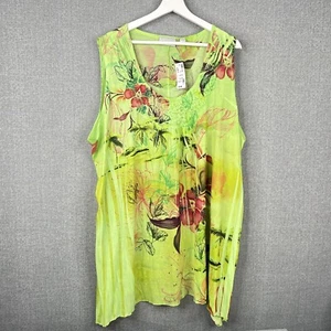 Avenue Top Womens 26 28 Tunic Tank Top Bright Colorful Sleeveless Blouse Floral - Picture 1 of 12