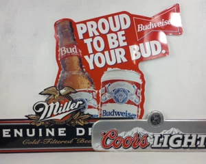 Vintage große Bier Blech Reklame Schilder Budweiser Coors Miller (x3) - Bild 1 von 5