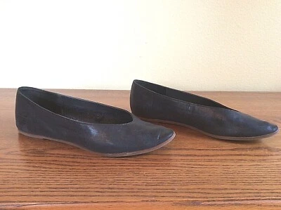 CROWN VINTAGE "Telian" Sz 6.5 Leather Black Ballet Flats Pointed Toe Foto 1 de 4