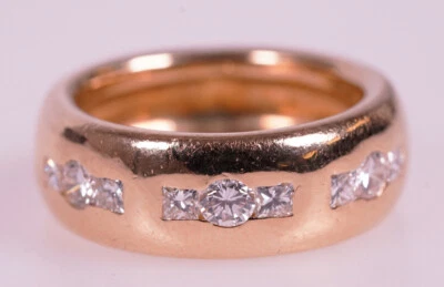 wertvoller Bandring Brillanten Princess Diamanten massiver Ring 750 Gold RG 52 - Bild 1 von 4
