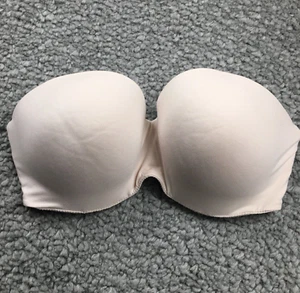 Victoria's Secret Womens Lined Strapless Bra Size 34DD Nude Hook & Eye - Picture 1 of 9