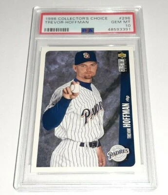 1996 Collectors Choice #296 Trevor Hoffman Card Graded PSA 10 Gem Mint Pop 6 - Image 1 of 2