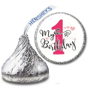 108 1st Birthday Hershey Kiss Favors Hershey Kiss Labels Candy Wrappers - Picture 1 of 1
