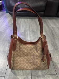 NWOT - COACH Lori Signature Rust Leather Logo Shoulder Bag - Picture 1 of 7