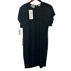 NWT Vintage Stenay size 10 Silk Sequin Bead Cocktail Holidays Dress Glam black - Picture 1 of 9