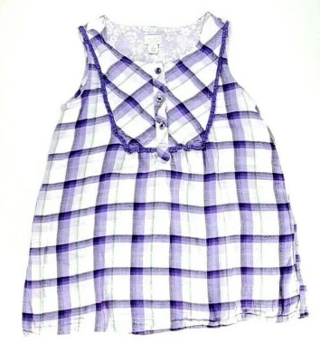 The Childrens Place Girls Purple Plaid Lightweight Blouse Top Sz L(10/12) EUC - Image 1 of 3