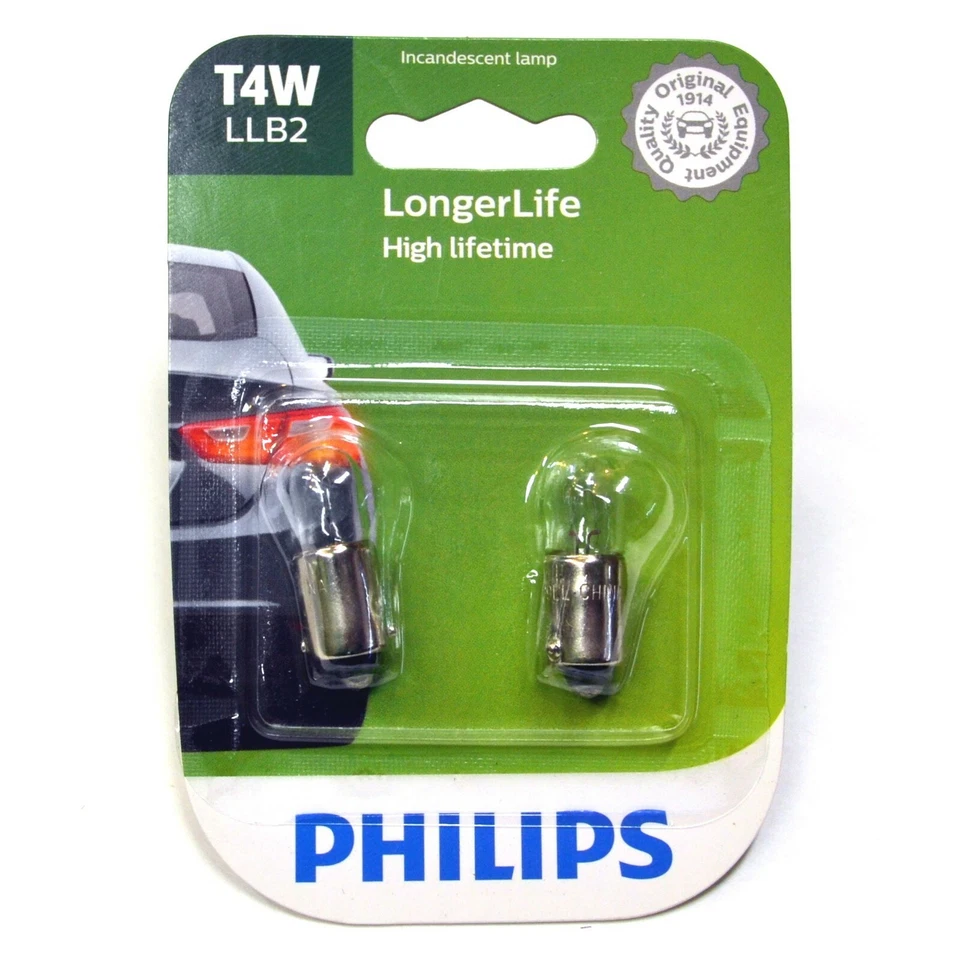 Philips LongerLife BA9s T4W 4W Two Bulbs Interior Map Light Replacement Stock OE - Image 1 of 4
