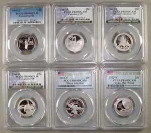 Lot of (6) 1999-2022 Proof Clad Quarters PCGS PR69DCAM - State, ATB & Women - Picture 1 of 3
