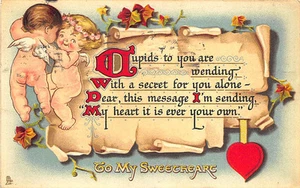 Valentines Day "Cupid's Frolic" Poem Raphael Tuck #203 2 Postcard - Picture 1 of 2
