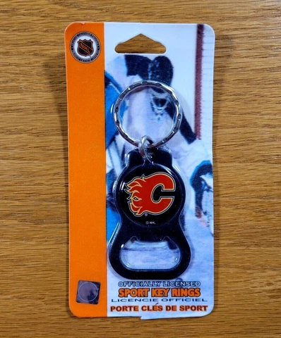 CALGARY FLAMES Hockey Team Metal NHL Bottle Opener Key Ring Keychain - BRAND NEW Cover