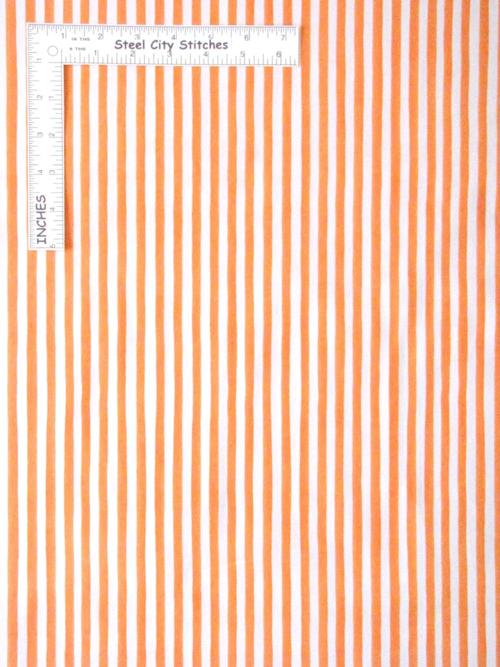 Loralie Harris Fabric Lazy Beach Gulf Stipe Striping Orange Cotton Fabric Yard - Image 1 of 1