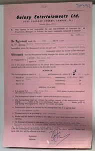 RARE THE SOUL SET PERFORMANCE GIG APPEARANCE CONTRACT 9/06/1966 - Bild 1 von 4
