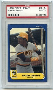 Barry Bonds 1986 Fleer Update #U-14 XRC Rookie PSA 9 MINT Giants Pirates