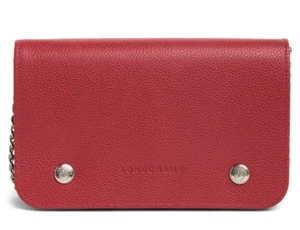 Longchamp Le Foulonne Wallet on a Chain Leather Crossbody ~NWT~ Gift Box Red - Picture 1 of 5