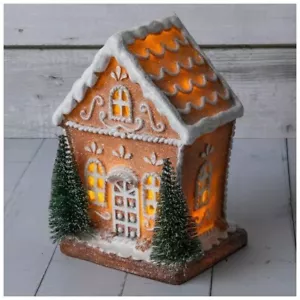 Light Up Gingerbread House Christmas Figurine 7" - Picture 1 of 4