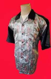 SATIN casino club disco smoking lounge swinger metalic chinese character xxl - Picture 1 of 5