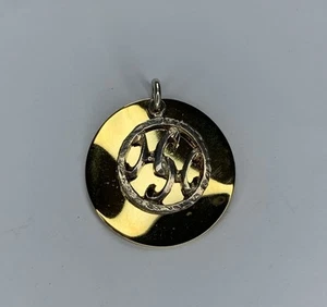 Sterling Silver HH Initial Charm Pendent For Bracelet Or Necklace Gold Tone Back - Picture 1 of 8