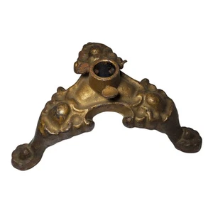 Small Antique Cast Iron Flag Pole Stand Black & Gold Paint Art Deco Nouveau - Picture 1 of 5