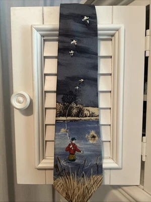 Ducks Unlimited All Silk USA Made Fly Fishing Tie - Vintage - Image 1 of 3