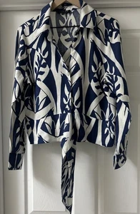 Rachel Zoe Leinen Langarmhemd Damen XL blau-weiß  - Bild 1 von 5