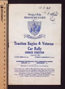 County of Salop Steam Engine Society Traction Engine Rally Programme, 6 de agosto de 1962 - Imagen 1 de 7