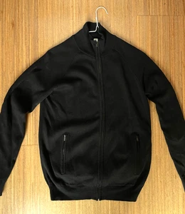 Reiss Men's Zipped Collared Cardigan, Black, Size Small, 100% Knitted Cotton - Picture 1 of 6