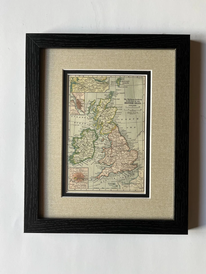 Карта Британских островов 1898 г. в рамке и матовая FM 1903 г. Crown Ency СМ. ОПИСАНИЕ - Изображение 1 из 3