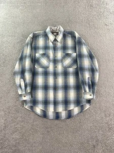 Vintage Penny Worth Shirt Mens Medium Blue White Plaid Check Button Up Workwear - Picture 1 of 10