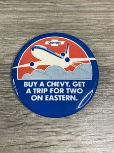 Vintage Chevrolet Pinback Button - Kaufen Sie einen Chevy, erhalten Sie eine Reise für zwei mit Eastern Airlines - Bild 1 von 7