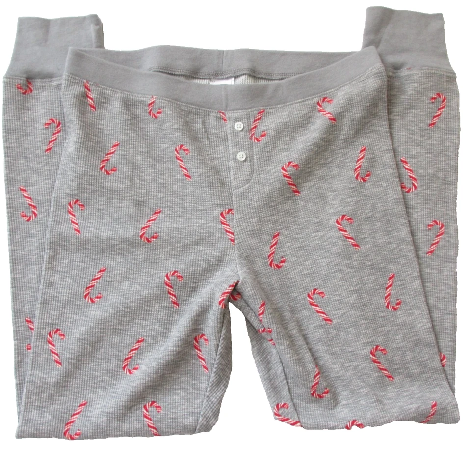 Old Navy Thermal Pajama Sleep Pants Women's L Gray Candy Cane Lounge Christmas - Image 1 of 4