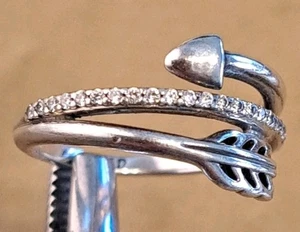 Auténtico Anillo Pandora Plata Esterlina Flecha Brillante AMADO CIRCONITA 197830CZ Talla 6 52 - Imagen 1 de 7