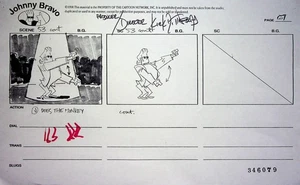 Johnny Bravo 1997 Singed KIRK TINGBLAD SIGNED Studio COPY Storyboard Page #KT - Picture 1 of 2