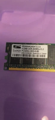 ProMOS PC3200U-3033-0-B0 512MB DDR-400MHz-CL3 V826664K24SCTG-D3   - Image 1 of 2