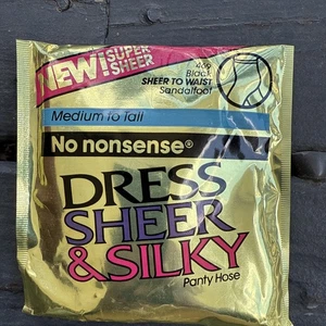 Vintage neu super transparent No Nonsense Kleid durchsichtig & seidig Höschen Hose Medium bis Tall schwarz - Bild 1 von 3