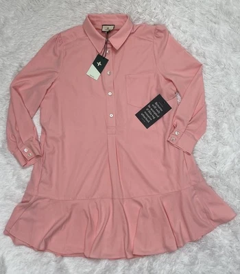 Nuevo Vestido Camisa Tuckernuck Crepe Callahan Para Mujer Talla XL Rosa Melocotón Manga Larga Foto 1 de 4