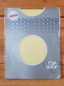Vintage Top Shop Sheer Nylon Pattern Stockings 1980s - Yellow 11 - Picture 1 of 2