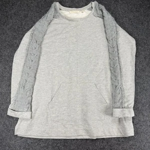 Weiche Umrandung grau Strick Ärmel Sweatshirt Tunika Oberteil M Medium - Bild 1 von 8